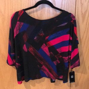 Clara Sun Woo Split Back Poly Blnd Blouse Sz M NWT